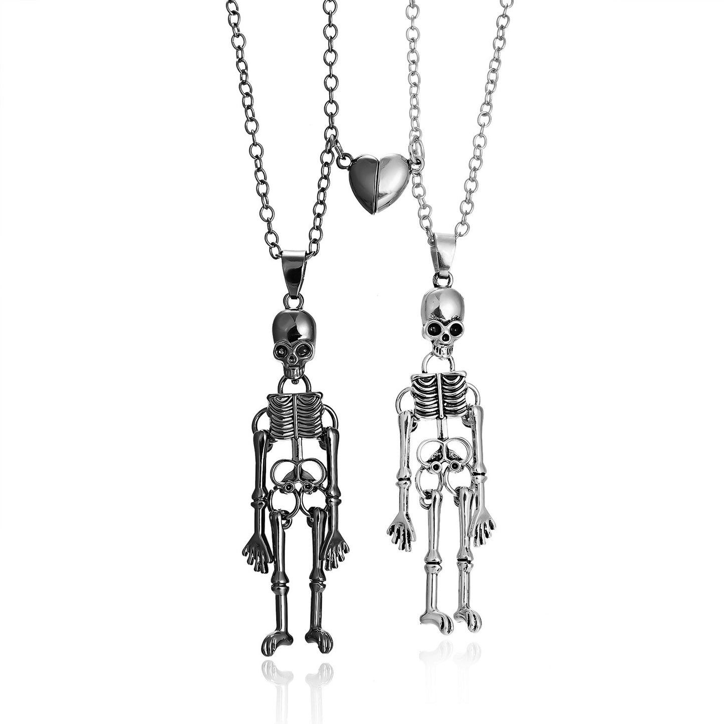Vintage Totenkopf-Halskette – Hand in Hand