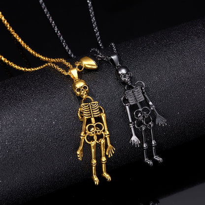 Vintage Totenkopf-Halskette – Hand in Hand