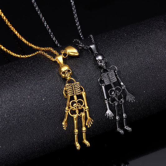 Vintage Totenkopf-Halskette – Hand in Hand