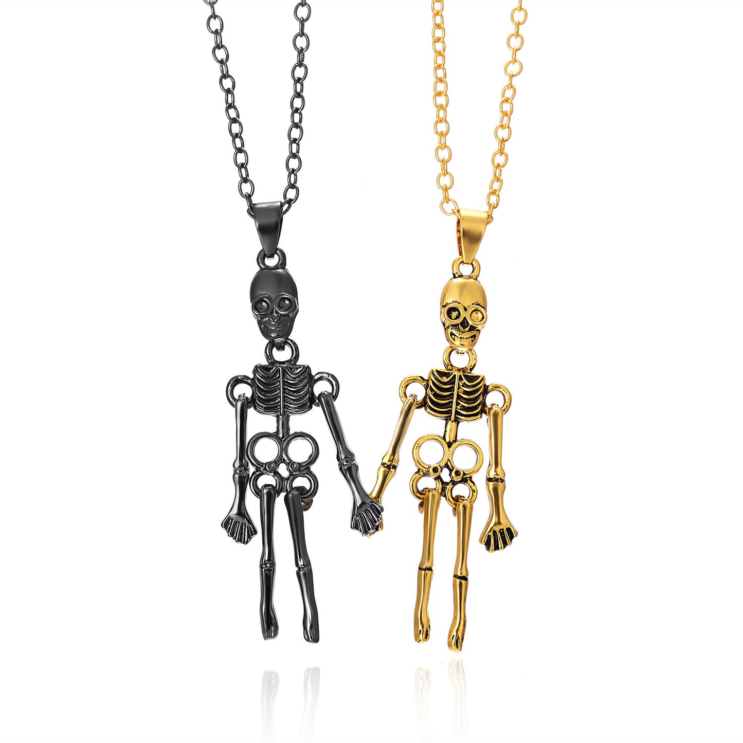 Vintage Totenkopf-Halskette – Hand in Hand