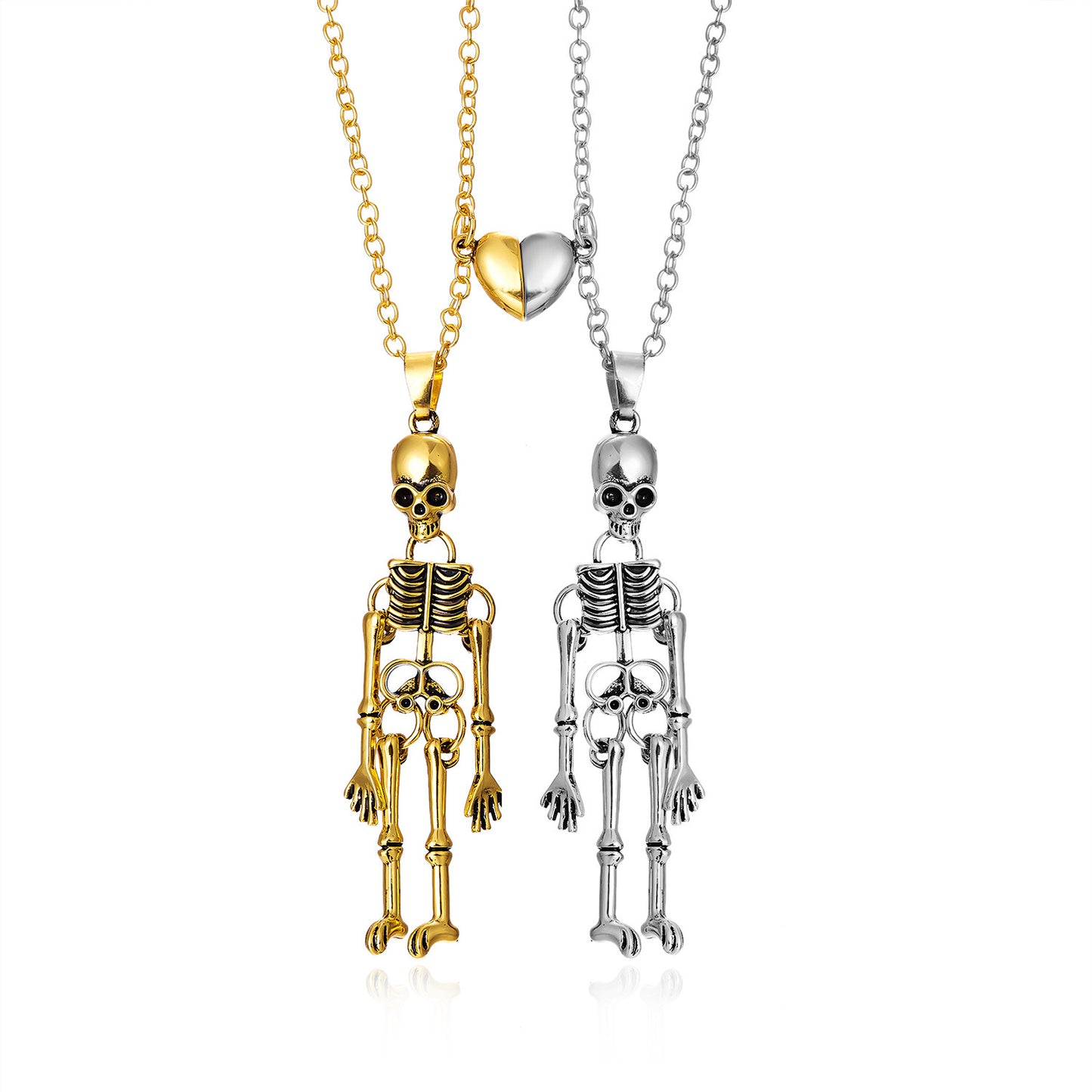 Vintage Totenkopf-Halskette – Hand in Hand
