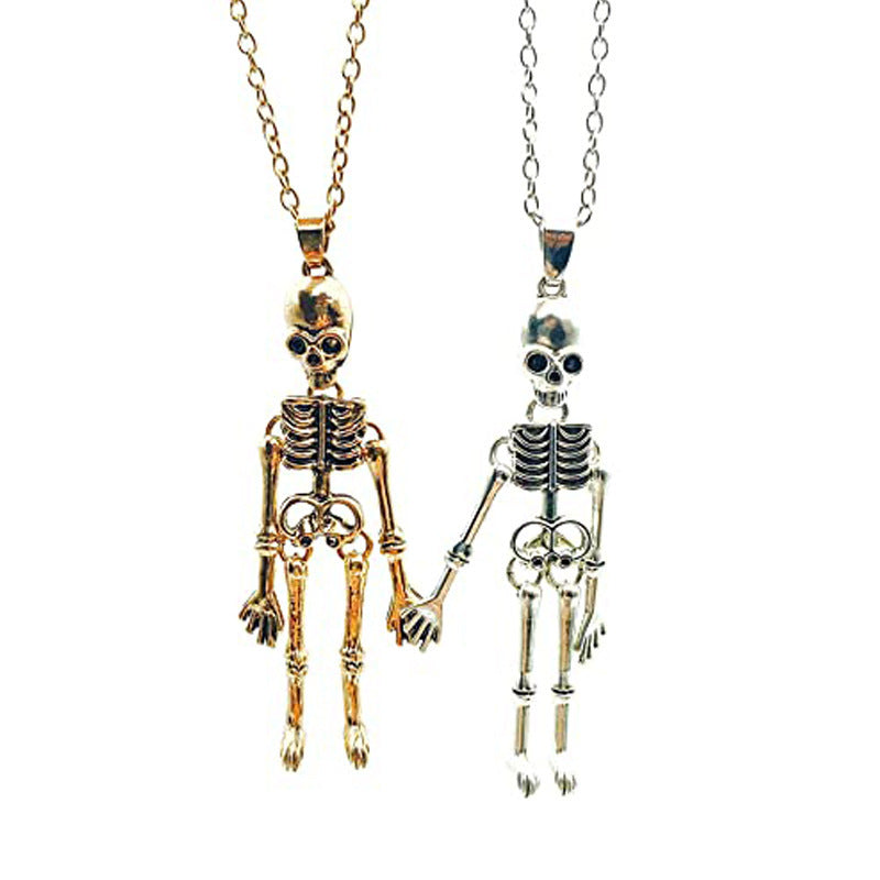 Vintage Totenkopf-Halskette – Hand in Hand