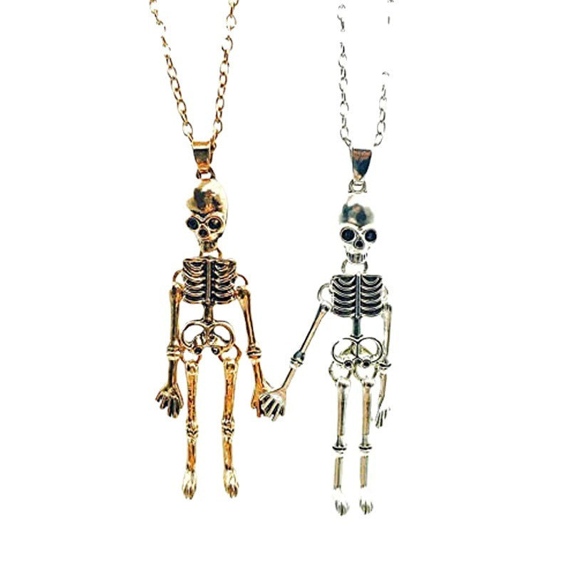 Vintage Totenkopf-Halskette – Hand in Hand
