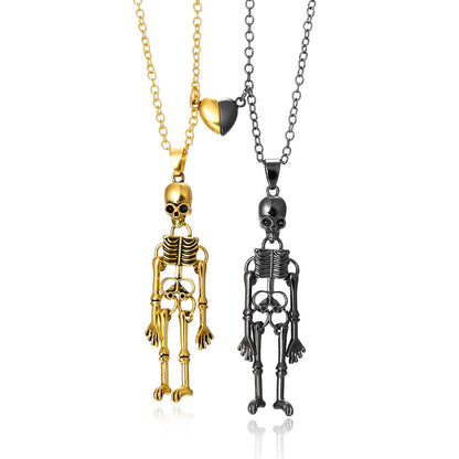 Vintage Totenkopf-Halskette – Hand in Hand